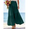 image:imageANRABESS Womens Boho Elastic High Waist Pleated ALine Flowy Swing Asymmetric Tiered Maxi Long Skirt Dress with PocketsDeep Green