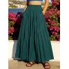 image:imageANRABESS Womens Boho Elastic High Waist Pleated ALine Flowy Swing Asymmetric Tiered Maxi Long Skirt Dress with PocketsDeep Green
