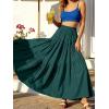 image:imageANRABESS Womens Boho Elastic High Waist Pleated ALine Flowy Swing Asymmetric Tiered Maxi Long Skirt Dress with PocketsDeep Green