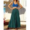 image:imageANRABESS Womens Boho Elastic High Waist Pleated ALine Flowy Swing Asymmetric Tiered Maxi Long Skirt Dress with PocketsDeep Green