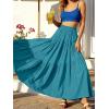 image:imageANRABESS Womens Boho Elastic High Waist Pleated ALine Flowy Swing Asymmetric Tiered Maxi Long Skirt Dress with PocketsLake