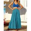 image:imageANRABESS Womens Boho Elastic High Waist Pleated ALine Flowy Swing Asymmetric Tiered Maxi Long Skirt Dress with PocketsLake