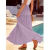 image:imageANRABESS Womens Boho Elastic High Waist Pleated ALine Flowy Swing Asymmetric Tiered Maxi Long Skirt Dress with PocketsPurple