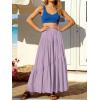 image:imageANRABESS Womens Boho Elastic High Waist Pleated ALine Flowy Swing Asymmetric Tiered Maxi Long Skirt Dress with PocketsPurple