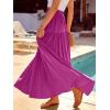 image:imageANRABESS Womens Boho Elastic High Waist Pleated ALine Flowy Swing Asymmetric Tiered Maxi Long Skirt Dress with PocketsRose