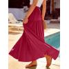 image:imageANRABESS Womens Boho Elastic High Waist Pleated ALine Flowy Swing Asymmetric Tiered Maxi Long Skirt Dress with PocketsWine Red