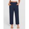 image:imageANRABESS Womens Capri Pants 2026 Summer Casual Elastic High Waisted Lounge Cropped Tapered Ankle Beach Trousers Work Outfits Navy Blue Small