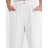 image:imageANRABESS Womens Casual Pants 2026 Summer Loose Fit Lounge Pants with Pockets High Waisted Elastic Waist Straight Leg TrousersWhite