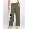 image:imageANRABESS Womens Casual Pants Summer High Waist Drawstring Loose Fit 2026 Beach Lightweight Comfy Lounge Trousers with PocketsArmy Green
