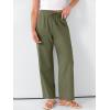image:imageANRABESS Womens Casual Pants Summer High Waist Drawstring Loose Fit 2026 Beach Lightweight Comfy Lounge Trousers with PocketsArmy Green