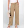 image:imageANRABESS Womens Casual Pants Summer High Waist Drawstring Loose Fit 2026 Beach Lightweight Comfy Lounge Trousers with PocketsBeige