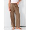 image:imageANRABESS Womens Casual Pants Summer High Waist Drawstring Loose Fit 2026 Beach Lightweight Comfy Lounge Trousers with PocketsKhaki