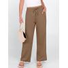 image:imageANRABESS Womens Casual Pants Summer High Waist Drawstring Loose Fit 2026 Beach Lightweight Comfy Lounge Trousers with PocketsKhaki