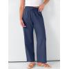 image:imageANRABESS Womens Casual Pants Summer High Waist Drawstring Loose Fit 2026 Beach Lightweight Comfy Lounge Trousers with PocketsNavy Blue