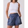 image:imageANRABESS Womens Denim Shorts Summer Baggy High Waisted Flowy Wide Leg Buttons Pleated Casual Jean Shorts 2026 Fashion SkortsBlue