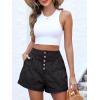 image:imageANRABESS Womens Denim Shorts Summer Baggy High Waisted Flowy Wide Leg Buttons Pleated Casual Jean Shorts 2026 Fashion SkortsWashed Black