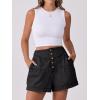 image:imageANRABESS Womens Denim Shorts Summer Baggy High Waisted Flowy Wide Leg Buttons Pleated Casual Jean Shorts 2026 Fashion SkortsWashed Black