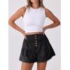 image:imageANRABESS Womens Denim Shorts Summer Baggy High Waisted Flowy Wide Leg Buttons Pleated Casual Jean Shorts 2026 Fashion SkortsWashed Black