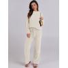 image:imageANRABESS Womens Fuzzy Fleece Pajama Sets 2 Piece Outfits Long Sleeve Top Wide Leg Pants Lounge Matching Set 2025 Fall WinterBeige