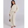 image:imageANRABESS Womens Fuzzy Fleece Pajama Sets 2 Piece Outfits Long Sleeve Top Wide Leg Pants Lounge Matching Set 2025 Fall WinterBeige