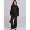 image:imageANRABESS Womens Fuzzy Fleece Pajama Sets 2 Piece Outfits Long Sleeve Top Wide Leg Pants Lounge Matching Set 2025 Fall WinterBlack