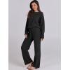 image:imageANRABESS Womens Fuzzy Fleece Pajama Sets 2 Piece Outfits Long Sleeve Top Wide Leg Pants Lounge Matching Set 2025 Fall WinterBlack