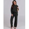 image:imageANRABESS Womens Fuzzy Fleece Pajama Sets 2 Piece Outfits Long Sleeve Top Wide Leg Pants Lounge Matching Set 2025 Fall WinterBlack