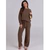 image:imageANRABESS Womens Fuzzy Fleece Pajama Sets 2 Piece Outfits Long Sleeve Top Wide Leg Pants Lounge Matching Set 2025 Fall WinterBrown