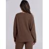 image:imageANRABESS Womens Fuzzy Fleece Pajama Sets 2 Piece Outfits Long Sleeve Top Wide Leg Pants Lounge Matching Set 2025 Fall WinterBrown