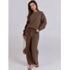 image:imageANRABESS Womens Fuzzy Fleece Pajama Sets 2 Piece Outfits Long Sleeve Top Wide Leg Pants Lounge Matching Set 2025 Fall WinterBrown