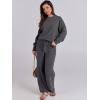 image:imageANRABESS Womens Fuzzy Fleece Pajama Sets 2 Piece Outfits Long Sleeve Top Wide Leg Pants Lounge Matching Set 2025 Fall WinterDeep Gray