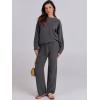 image:imageANRABESS Womens Fuzzy Fleece Pajama Sets 2 Piece Outfits Long Sleeve Top Wide Leg Pants Lounge Matching Set 2025 Fall WinterDeep Gray