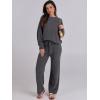image:imageANRABESS Womens Fuzzy Fleece Pajama Sets 2 Piece Outfits Long Sleeve Top Wide Leg Pants Lounge Matching Set 2025 Fall WinterDeep Gray