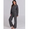 image:imageANRABESS Womens Fuzzy Fleece Pajama Sets 2 Piece Outfits Long Sleeve Top Wide Leg Pants Lounge Matching Set 2025 Fall WinterDeep Gray