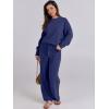 image:imageANRABESS Womens Fuzzy Fleece Pajama Sets 2 Piece Outfits Long Sleeve Top Wide Leg Pants Lounge Matching Set 2025 Fall WinterNavy Blue