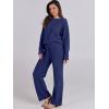 image:imageANRABESS Womens Fuzzy Fleece Pajama Sets 2 Piece Outfits Long Sleeve Top Wide Leg Pants Lounge Matching Set 2025 Fall WinterNavy Blue
