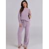 image:imageANRABESS Womens Fuzzy Fleece Pajama Sets 2 Piece Outfits Long Sleeve Top Wide Leg Pants Lounge Matching Set 2025 Fall WinterPurple
