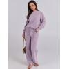image:imageANRABESS Womens Fuzzy Fleece Pajama Sets 2 Piece Outfits Long Sleeve Top Wide Leg Pants Lounge Matching Set 2025 Fall WinterPurple