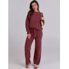 image:imageANRABESS Womens Fuzzy Fleece Pajama Sets 2 Piece Outfits Long Sleeve Top Wide Leg Pants Lounge Matching Set 2025 Fall WinterWine Red