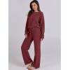 image:imageANRABESS Womens Fuzzy Fleece Pajama Sets 2 Piece Outfits Long Sleeve Top Wide Leg Pants Lounge Matching Set 2025 Fall WinterWine Red