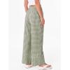 image:imageANRABESS Womens Gingham Pants Checkered Plaid Striped Boxer Wide Leg Palazzo Pants Lounge PJ Bottoms Trousers with PocketsArmy Green White Plaid