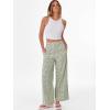 image:imageANRABESS Womens Gingham Pants Checkered Plaid Striped Boxer Wide Leg Palazzo Pants Lounge PJ Bottoms Trousers with PocketsArmy Green White Plaid