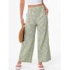 image:imageANRABESS Womens Gingham Pants Checkered Plaid Striped Boxer Wide Leg Palazzo Pants Lounge PJ Bottoms Trousers with PocketsArmy Green White Plaid