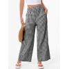 image:imageANRABESS Womens Gingham Pants Checkered Plaid Striped Boxer Wide Leg Palazzo Pants Lounge PJ Bottoms Trousers with PocketsBlack White Plaid