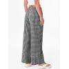 image:imageANRABESS Womens Gingham Pants Checkered Plaid Striped Boxer Wide Leg Palazzo Pants Lounge PJ Bottoms Trousers with PocketsBlack White Plaid
