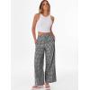 image:imageANRABESS Womens Gingham Pants Checkered Plaid Striped Boxer Wide Leg Palazzo Pants Lounge PJ Bottoms Trousers with PocketsBlack White Plaid