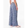 image:imageANRABESS Womens Gingham Pants Checkered Plaid Striped Boxer Wide Leg Palazzo Pants Lounge PJ Bottoms Trousers with PocketsBlue White Plaid