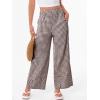 image:imageANRABESS Womens Gingham Pants Checkered Plaid Striped Boxer Wide Leg Palazzo Pants Lounge PJ Bottoms Trousers with PocketsBrown White Plaid
