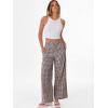 image:imageANRABESS Womens Gingham Pants Checkered Plaid Striped Boxer Wide Leg Palazzo Pants Lounge PJ Bottoms Trousers with PocketsBrown White Plaid