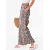 image:imageANRABESS Womens Gingham Pants Checkered Plaid Striped Boxer Wide Leg Palazzo Pants Lounge PJ Bottoms Trousers with PocketsBrown White Plaid